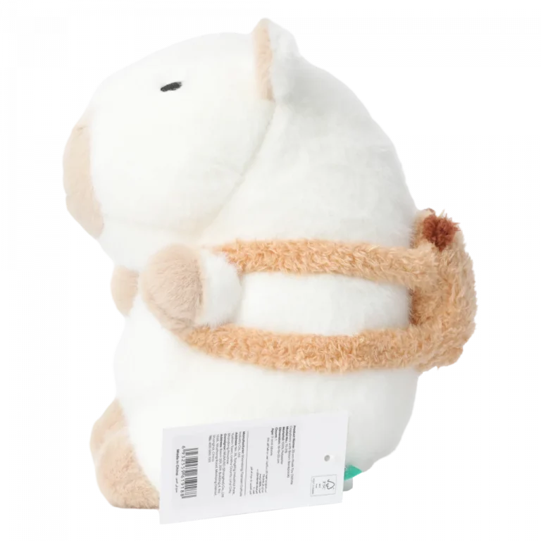 MUMUSO Plüschtier Capybara, 23 cm aus kuscheligem Polyester – weiches Kuscheltier für Kinder ab 3 Jahren mit Rucksack.