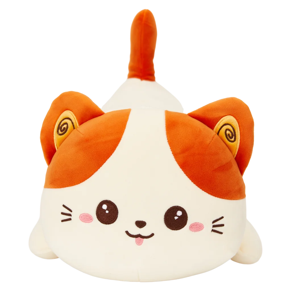mumuso_plueschtier_katze_45cm_orange_weiss_4.webp MUMUSO Plüschtier Katze, 45 cm – weiches Kuscheltier in Orange/Weiß als ideales Katzenspielzeug aus Plüsch.