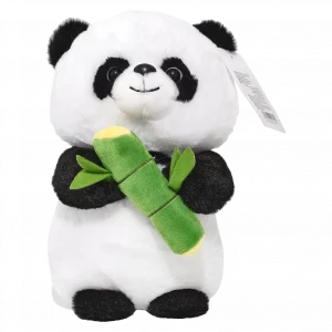 MUMUSO Plüschtier Panda mit Bambus, 30 cm – weiches Kuscheltier aus Polyester für Kinder ab 3 Jahren.