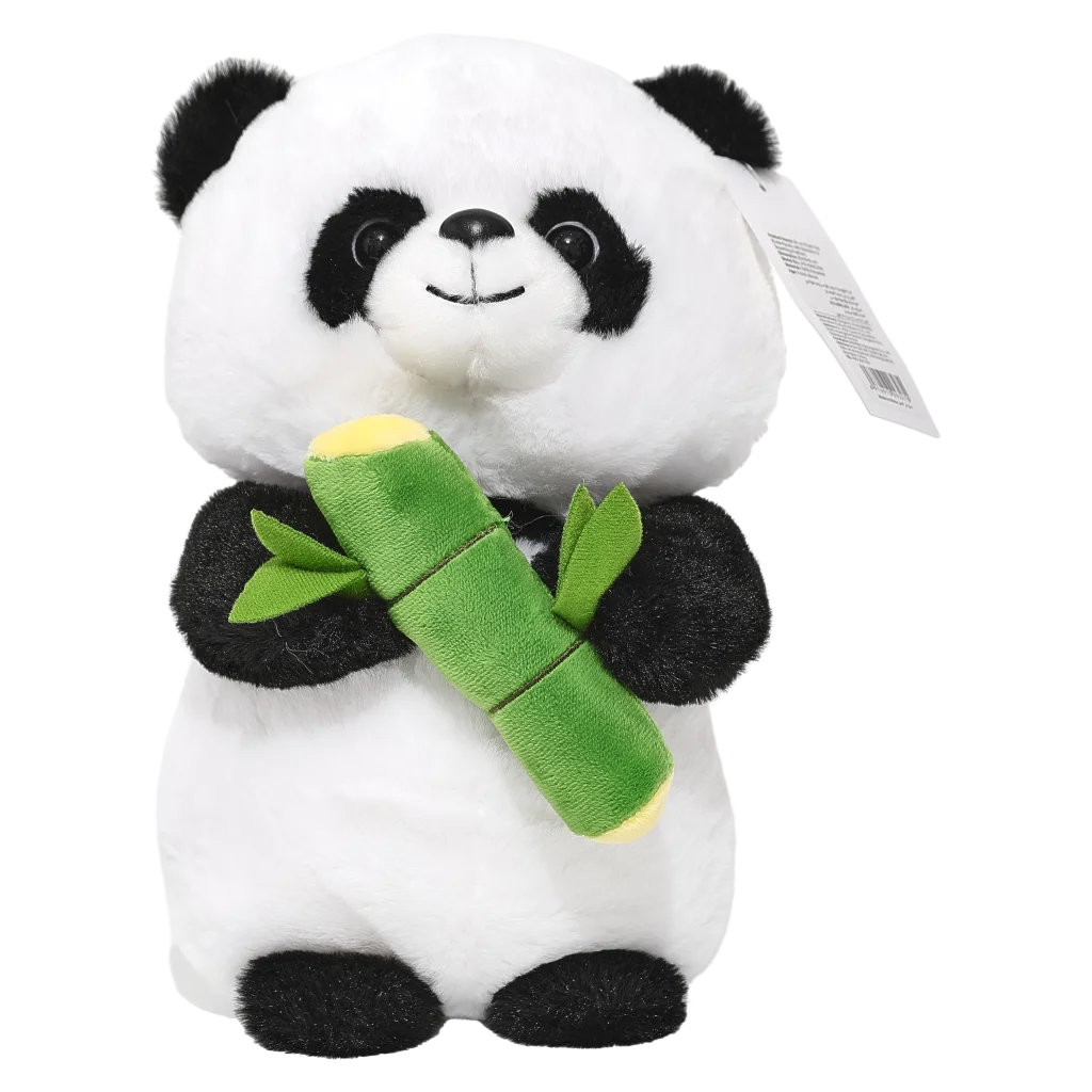 mumuso_plueschtier_panda_bambus_30cm_polyester_schwarz-weiss.webp MUMUSO Plüschtier Panda mit Bambus, 30 cm – weiches Kuscheltier aus Polyester für Kinder ab 3 Jahren.