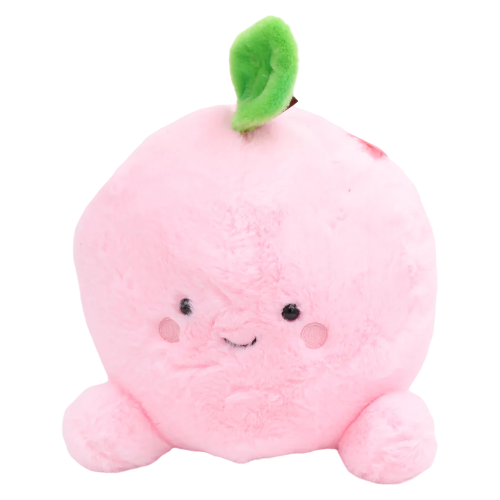 MUMUSO Plüschtier in Pfirsich-Form, 25 cm (Rosa) – weiches Kuscheltier für Kinderzimmer, aus Plüsch gefertigt.