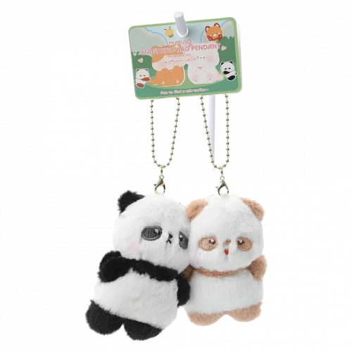 MUMUSO Plüsch-Anhänger Panda für Kinder, kuscheliger Taschenanhänger mit Panda, schwarz/beige – süßes Zubehör für Rucksack.