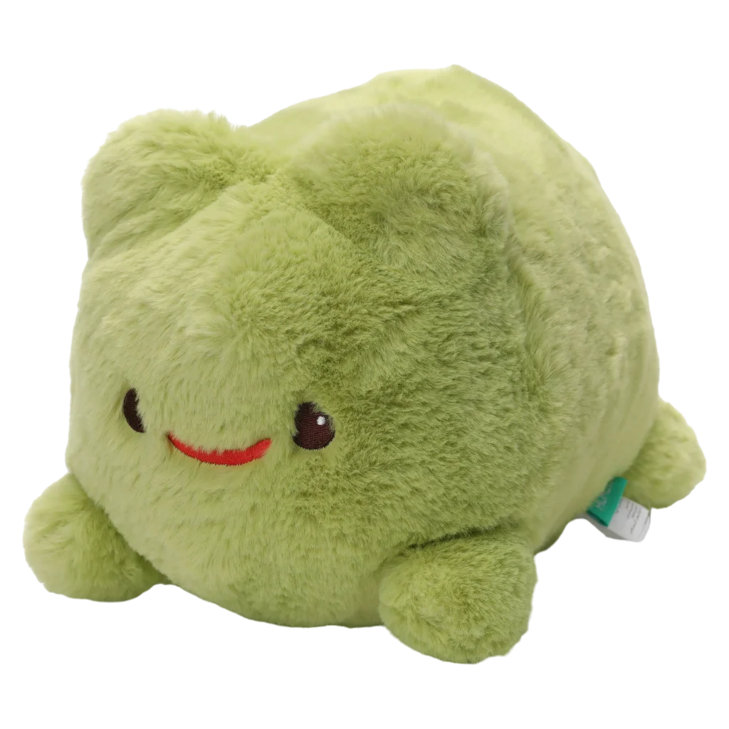 mumuso_pluschtier_frosch_liegend_30cm_gruen_frosch.webp MUMUSO Plüschtier Frosch, 30 cm grün – weiches Kuscheltier Frosch als liegende Plüschfigur für Kinder.