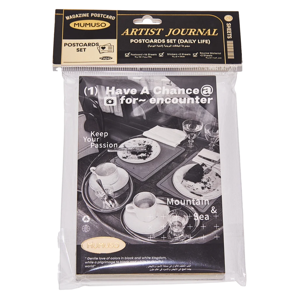 MUMUSO Postkarten Set mit Alltag-Motiven, 16 Blatt, mehrfarbig – kreatives Papeterie Set für Scrapbooking und Grußkarten.