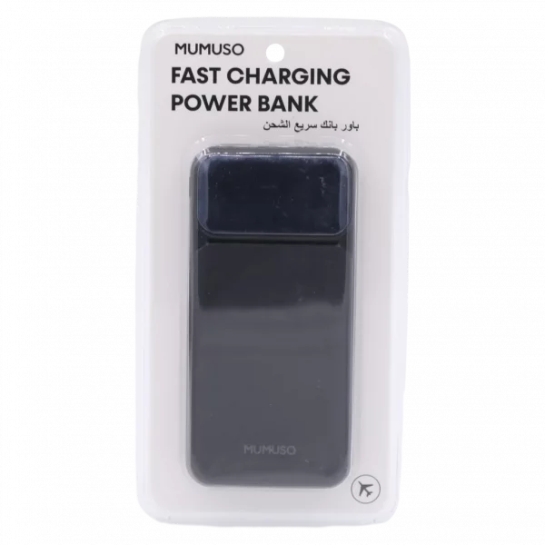 MUMUSO Powerbank aus ABS, 10000 mAh (Schwarz) – kompaktes Schnellladegerät für unterwegs mit LED-Anzeige.