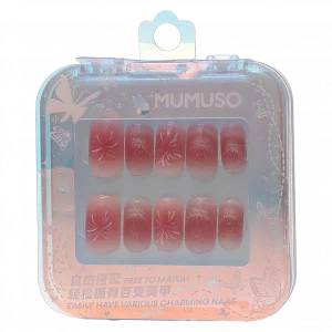 MUMUSO Press-On Nägel selbstklebend, Nagelsticker mit Feuerwerk in Rosa – praktische Nageldekoration für Events.