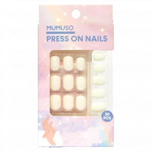 MUMUSO Press-on Nägel Set, 30 Stück in Creme – praktische Fingernägel Aufkleber, ideal für selbstklebende Nagelfolien.