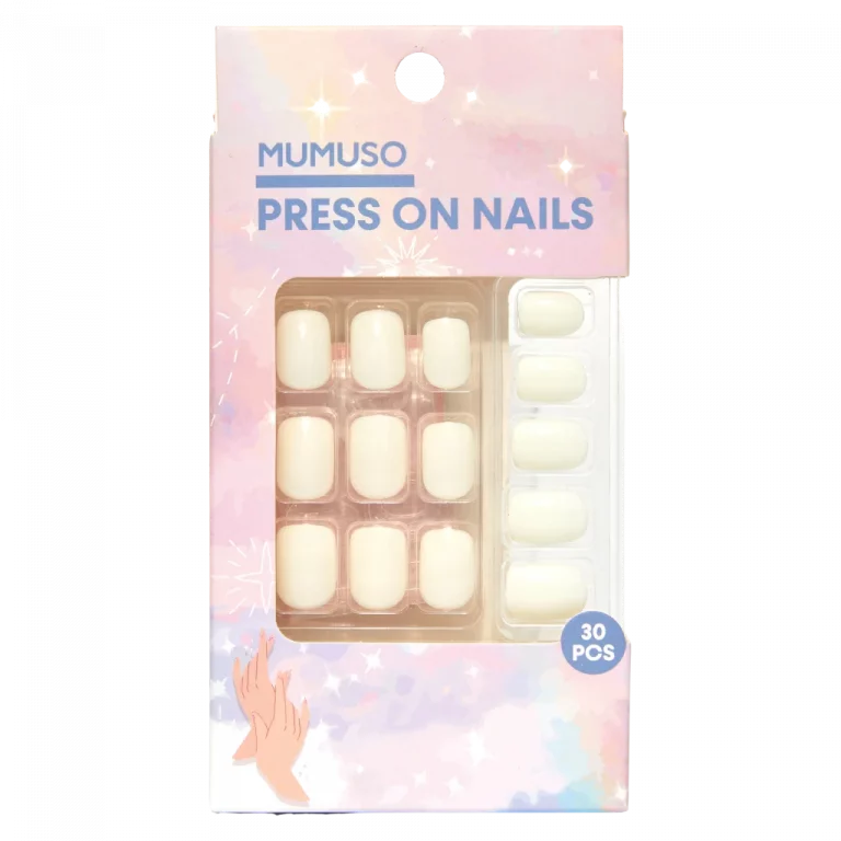 MUMUSO Press-on Nägel Set, 30 Stück in Creme – praktische Fingernägel Aufkleber, ideal für selbstklebende Nagelfolien.