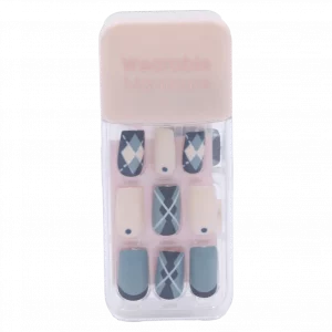 MUMUSO Press On Nails mit Rauten-Muster, dominant in Blau, ideal als Nagelsticker für schnelle Nagelverschönerung.