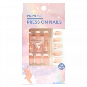 MUMUSO Press On Nails Set mit Schmetterling, 30-teilig in Rosé – künstliche Nägel für Frauen, einfache Anwendung.