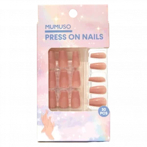 MUMUSO Press On Nails im 30-teiligen Set (Nude) – Kunstnägel Nude, selbstklebend für einfache Nagelverschönerung.