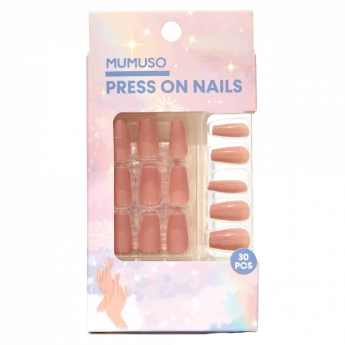 MUMUSO Press On Nails im 30-teiligen Set (Nude) – Kunstnägel Nude, selbstklebend für einfache Nagelverschönerung.