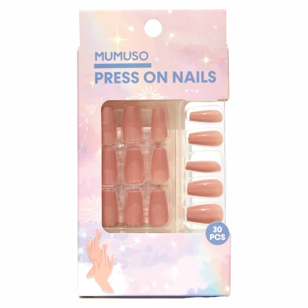 MUMUSO Press On Nails im 30-teiligen Set (Nude) – Kunstnägel Nude, selbstklebend für einfache Nagelverschönerung.