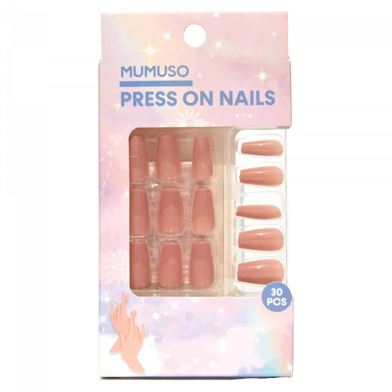MUMUSO Press On Nails im 30-teiligen Set (Nude) – Kunstnägel Nude, selbstklebend für einfache Nagelverschönerung.