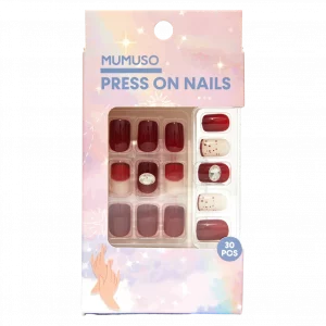 MUMUSO Press On Nails Set in Rot aus ABS-Kunststoff, 30-teilig, für schnelles Nageldesign zum Aufkleben.