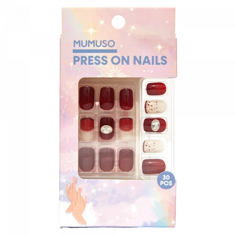 MUMUSO Press On Nails Set in Rot aus ABS-Kunststoff, 30-teilig, für schnelles Nageldesign zum Aufkleben.