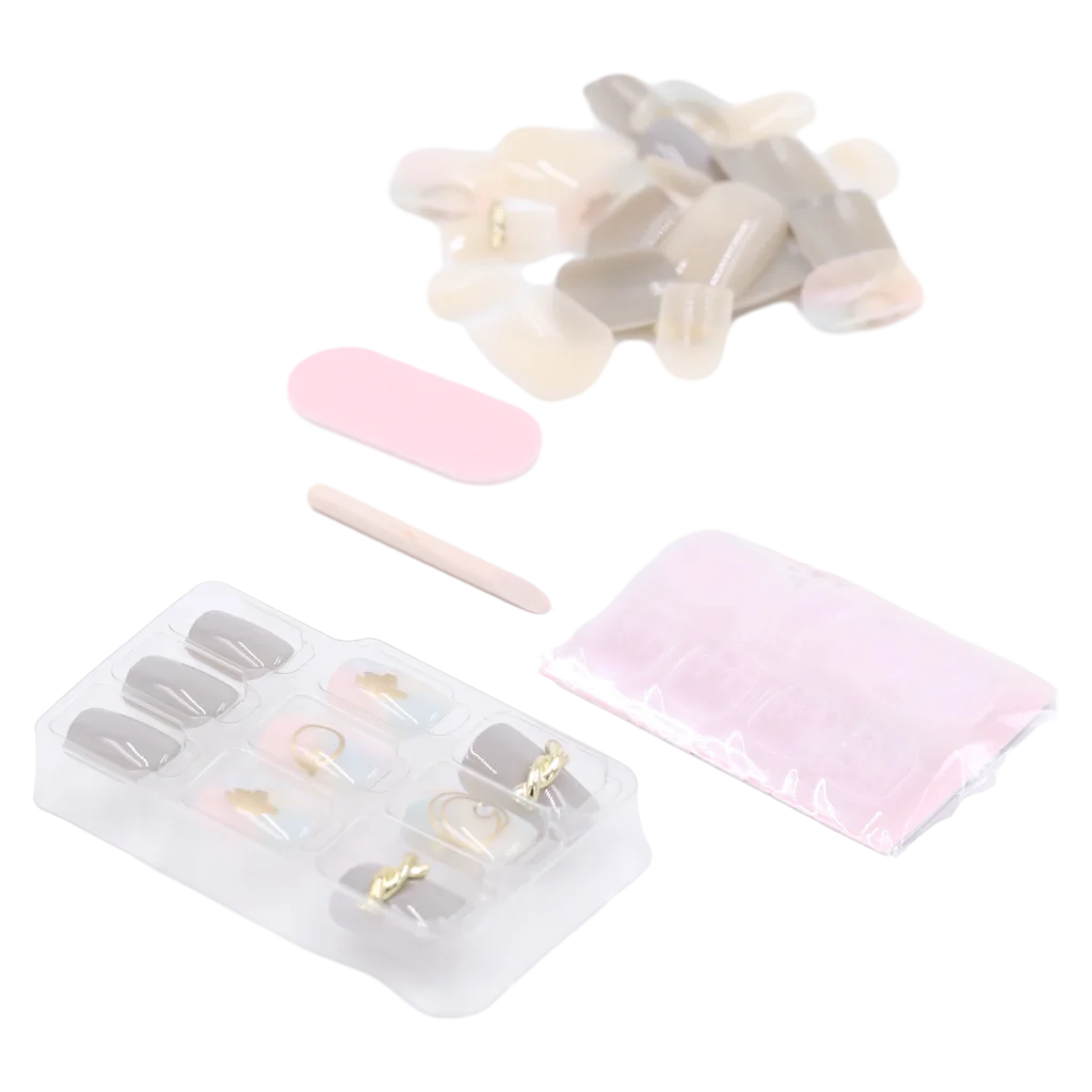 mumuso_press_on_nails_abs_soft-glow_rosa_gold_2.webp MUMUSO Press On Nails aus ABS in Rosa und Gold mit Soft Glow Print – elegante Nagelsticker für schnelle Verschönerung.