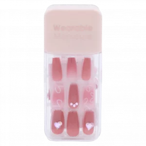 MUMUSO Press On Nails mit Herz, Nagelsticker in Rosa – praktische künstliche Nägel für kreative Nagelmaniküre.