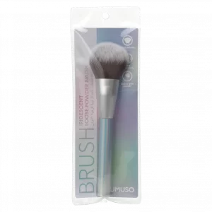 MUMUSO Puderpinsel mit irisierendem Kunststoffgriff und weichen Nylonborsten – Make-up Pinsel für loses Puder in Silber.
