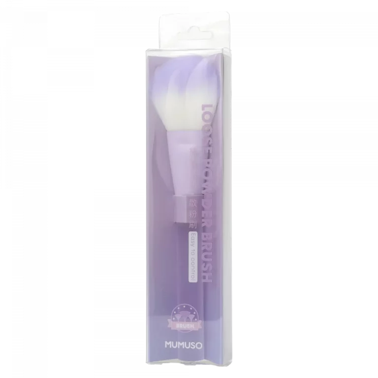 MUMUSO Puderpinsel für loses Puder (Lila/Weiß) – weicher Make-up Pinsel für einen gleichmäßigen Teint.
