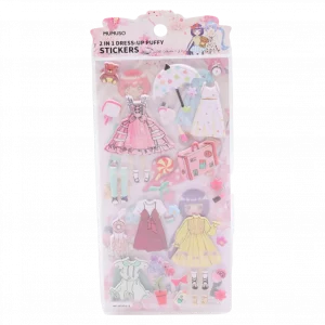 MUMUSO 2-in-1 Puffy-Sticker-Set mit Anziehpuppen, mehrfarbig – kreatives Sticker Set für Kinder und Bastelideen.