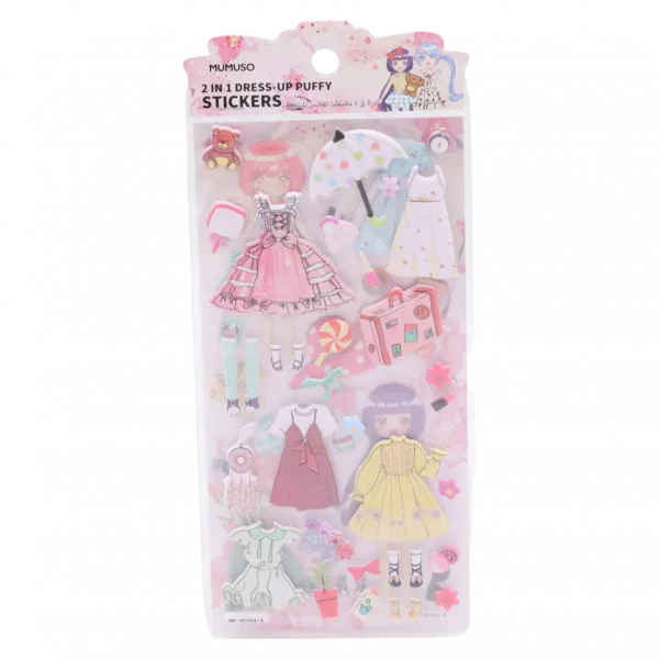 MUMUSO 2-in-1 Puffy-Sticker-Set mit Anziehpuppen, mehrfarbig – kreatives Sticker Set für Kinder und Bastelideen.
