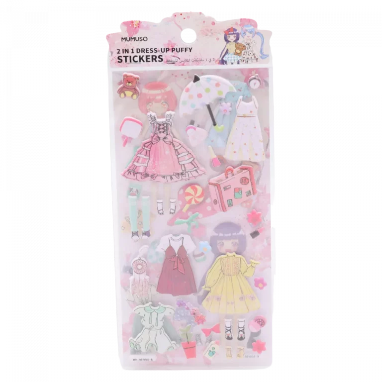 MUMUSO 2-in-1 Puffy-Sticker-Set mit Anziehpuppen, mehrfarbig – kreatives Sticker Set für Kinder und Bastelideen.