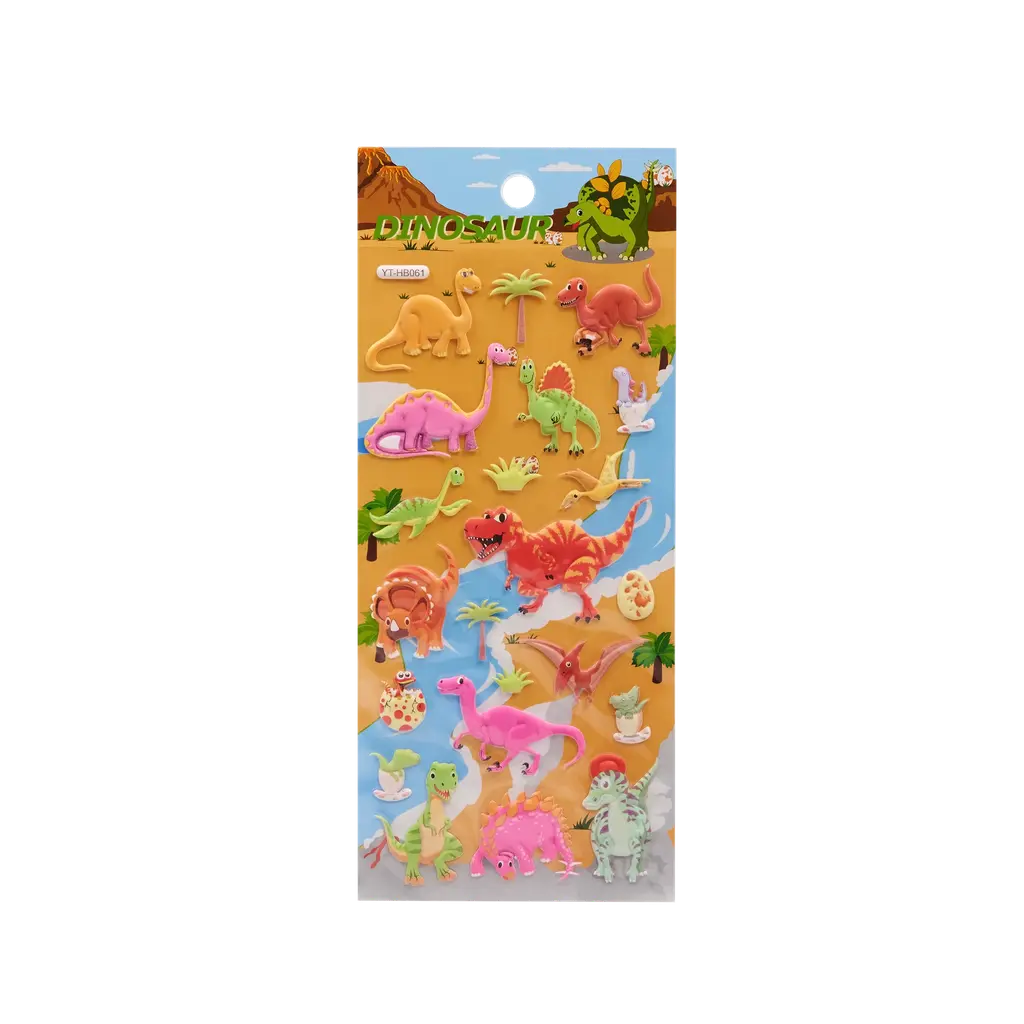 mumuso_puffy_sticker_dinosaurier_mehrfarbig.webp MUMUSO Puffy Sticker mit Dinosaurier, mehrfarbig – selbstklebende Kindersticker für Bastelprojekte und kreative Deko.