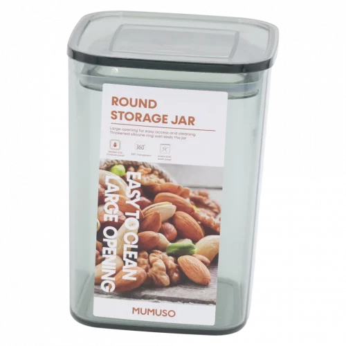 MUMUSO Vorratsglas aus Kunststoff, 1000 ml (Grau) – luftdichter Küchenaufbewahrungsbehälter, ideal für Lebensmittel.