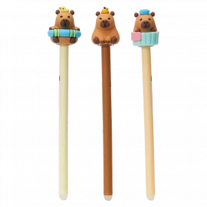 MUMUSO radierbarer Gelstift, beige, mit Capybara auf dem Stift – Gelstift Schreibgerät für Kinder und Schule.