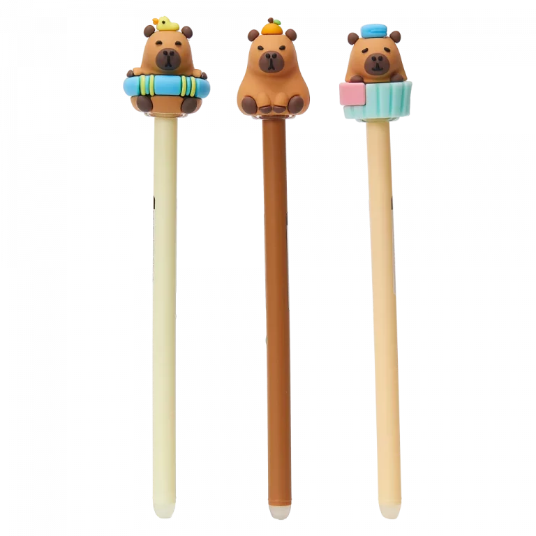 MUMUSO radierbarer Gelstift, beige, mit Capybara auf dem Stift – Gelstift Schreibgerät für Kinder und Schule.