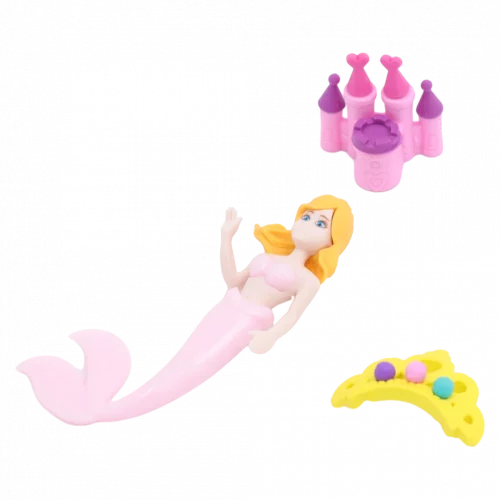 MUMUSO Radierer-Set für Kinder mit Meerjungfrau, Schloss und Krone in Pink – kreativer Schulbedarf, ideal als Geschenk.