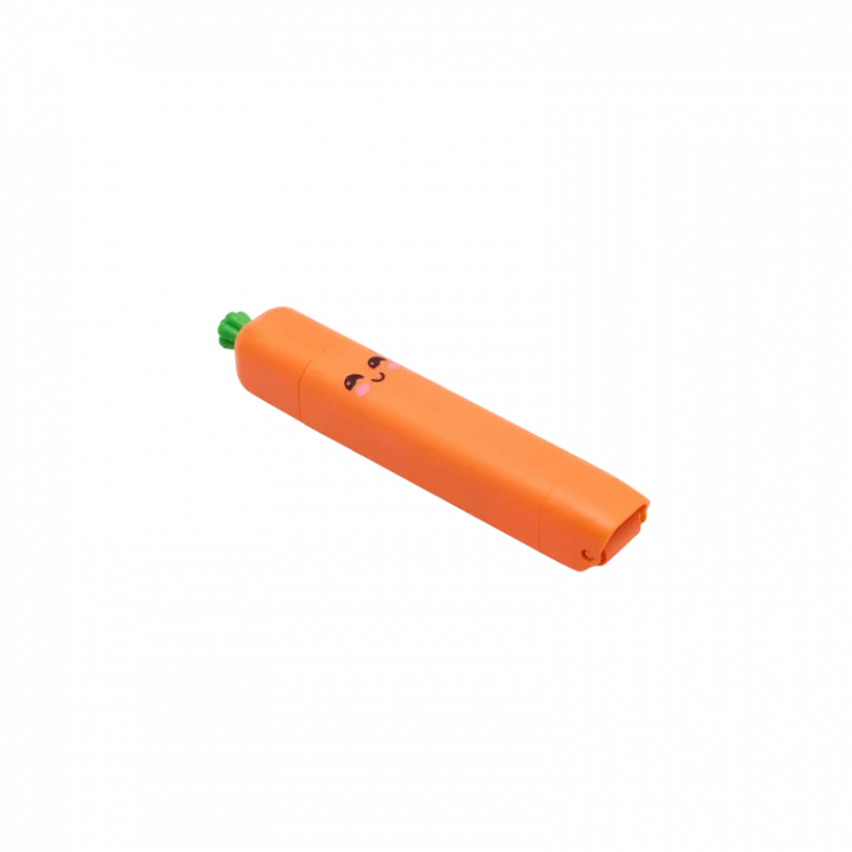 MUMUSO Radierer mit Karotten-Design und Roller für Schule, orange, Radierer mit Abdeckung – ideal für Kinder.