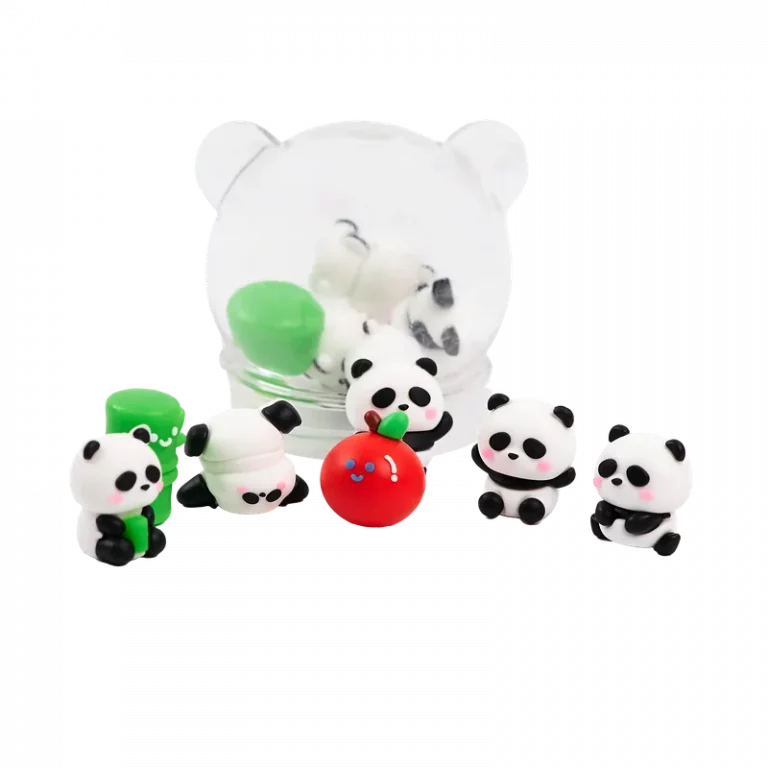 MUMUSO Radiergummi-Set mit Pandafiguren in praktischer Dose – ideales Radiergummi für Kinder und Schulbedarf.