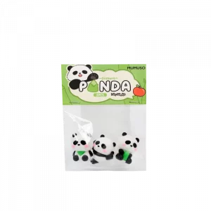 MUMUSO Radiergummi-Set mit Panda, schwarz/weiß/grün – lustige Radiergummis für Kinder und kreative Schulutensilien.