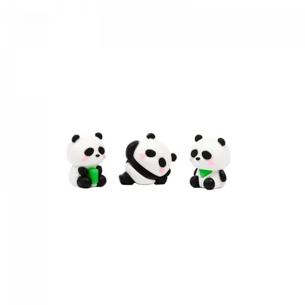 MUMUSO Radiergummi-Set mit Panda, schwarz/weiß/grün – lustige Radiergummis für Kinder und kreative Schulutensilien.