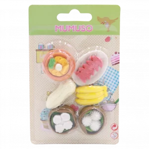 MUMUSO Radiergummi-Set mit Speisenformen, 6-teilig, bunt – lustiges Radiergummi für die Schule und kreatives Zubehör.