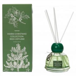 MUMUSO Raumduft Diffuser aus Glas, 120 ml (Grün), aus der Kollektion Warm Christmas, Raumduft mit Vanille und Zitrone.