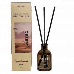 MUMUSO Raumduft Diffuser Glasflasche mit Wüsten-Print, 50 ml – edler Duft Diffuser für Wohnzimmer oder Büro.
