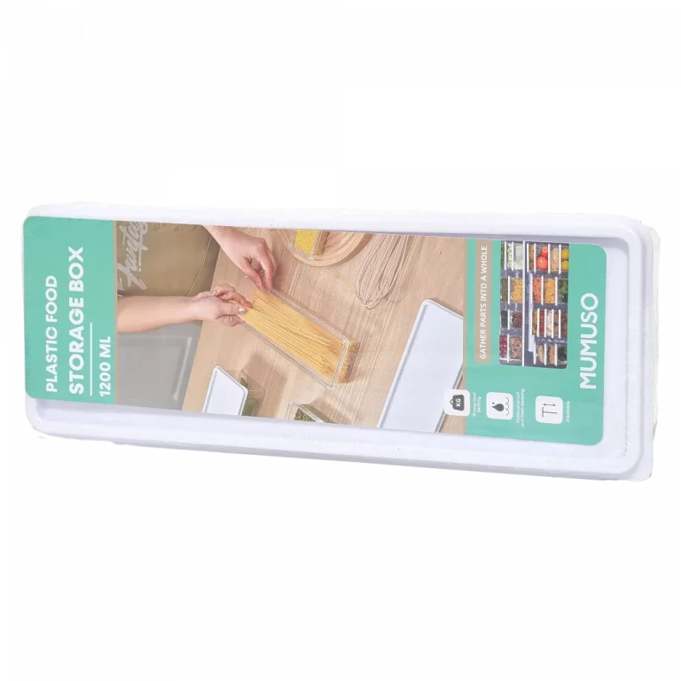 MUMUSO Aufbewahrungsbox für Lebensmittel, 1200 ml, rechteckig und transparent – ideale Kunststoffbox für Küche und Vorrat.