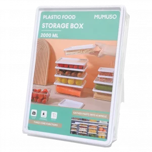 MUMUSO Aufbewahrungsbox aus Kunststoff, 2000 ml (transparent) – praktische Kunststoffbox für die Lebensmittelaufbewahrung.