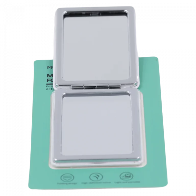 MUMUSO Klappspiegel aus ABS-Kunststoff, weiß, kompakt mit Tier-Print, praktischer Handspiegel für unterwegs.