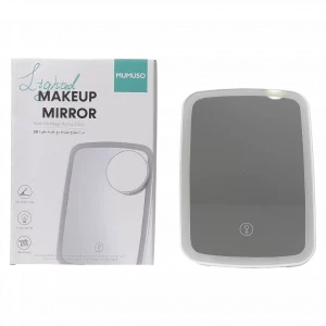 MUMUSO Schminkspiegel mit LED-Beleuchtung und 2-facher Vergrößerung, rechteckig in Weiß – ideal für präzises Make-up.