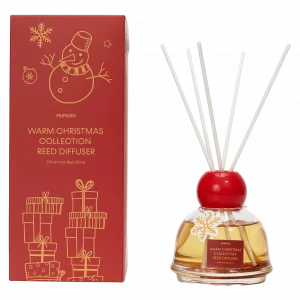 MUMUSO Raumduft-Diffuser, 120 ml (Rot) mit Rotwein-Duft aus der Kollektion Warm Christmas – dekorativer Weihnachtsraumduft.