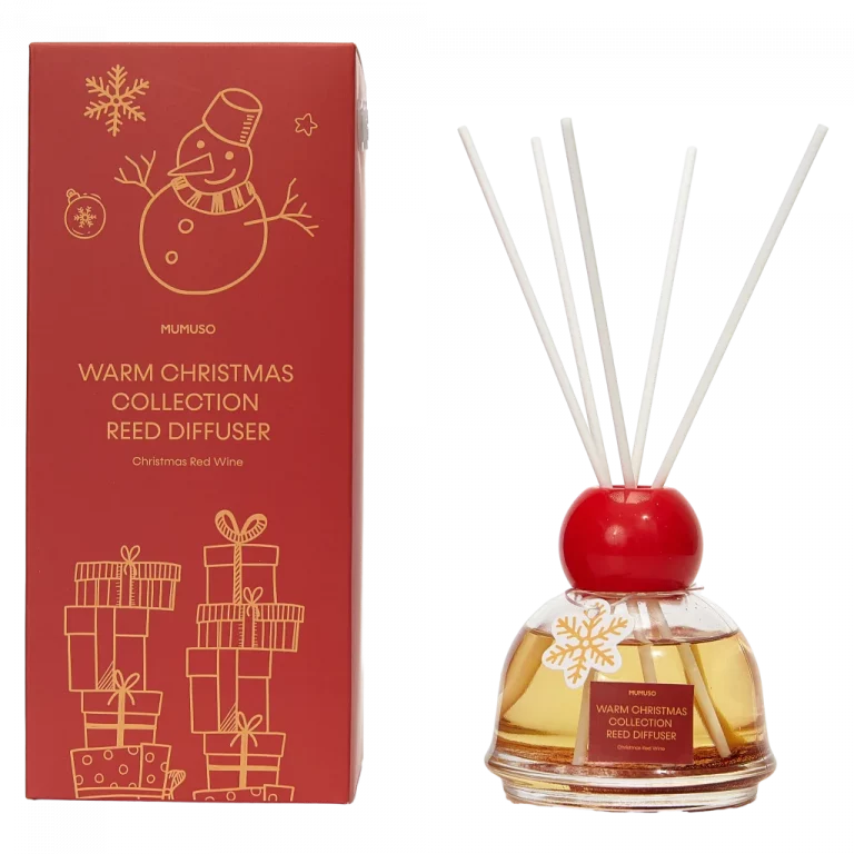 MUMUSO Raumduft-Diffuser, 120 ml (Rot) mit Rotwein-Duft aus der Kollektion Warm Christmas – dekorativer Weihnachtsraumduft.