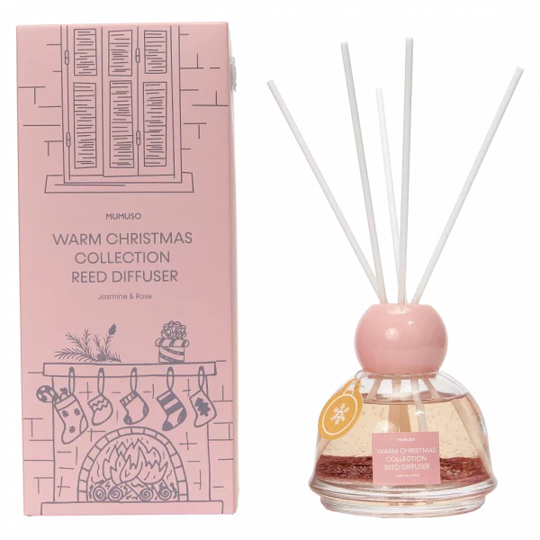MUMUSO Reed Diffuser Warm Christmas Kollektion mit Jasmin- und Rosenduft, 120 ml (Rosa) als eleganter Raumduft Diffuser.