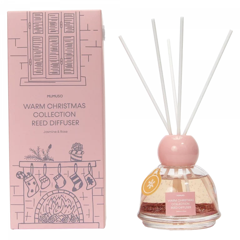 MUMUSO Reed Diffuser Warm Christmas Kollektion mit Jasmin- und Rosenduft, 120 ml (Rosa) als eleganter Raumduft Diffuser.