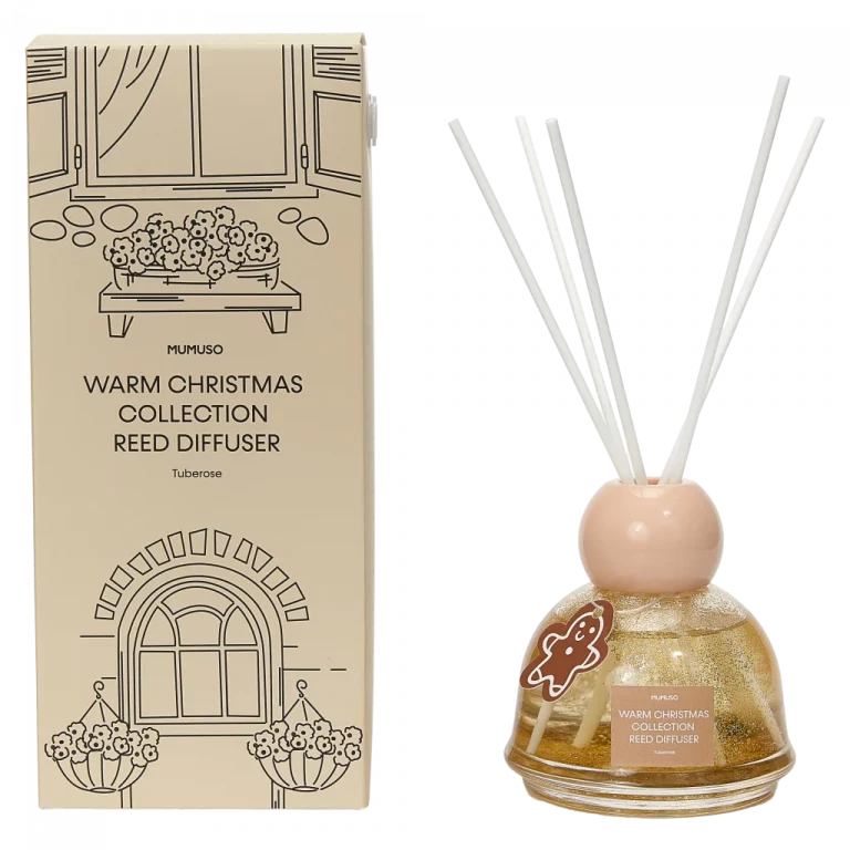 MUMUSO Reed Diffuser mit Tuberose-Duft, 120 ml (Rot) aus der Kollektion Warm Christmas – festlicher Raumduft für das Wohnzimmer.