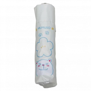 MUMUSO Regenschirm mit Bär, faltbar und aus Polyester, hellgelb – kompakter Kinder Regenschirm für unterwegs.