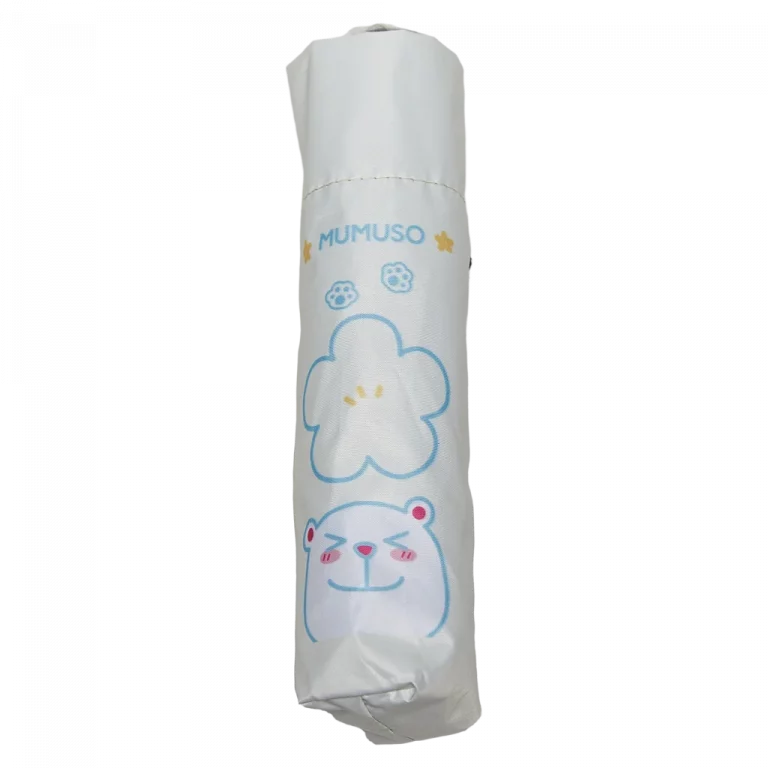 MUMUSO Regenschirm mit Bär, faltbar und aus Polyester, hellgelb – kompakter Kinder Regenschirm für unterwegs.